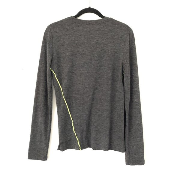 Alexander Wang Gray Long Sleeve Crew Neck Top T-Shirt Size L Stretch - Picture 2 of 5